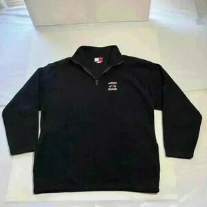 Vintage 90s Tommy Hilfiger Black Fleece Crest Quarter Zip Pullover Mens XL